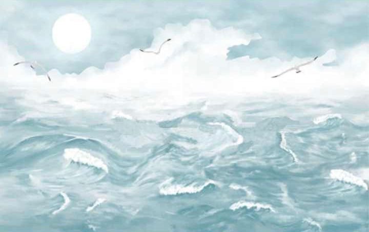 Brush painting style mural